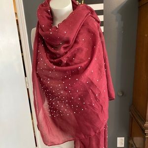 lulla collection bindya pearl scarf Burgundy Red